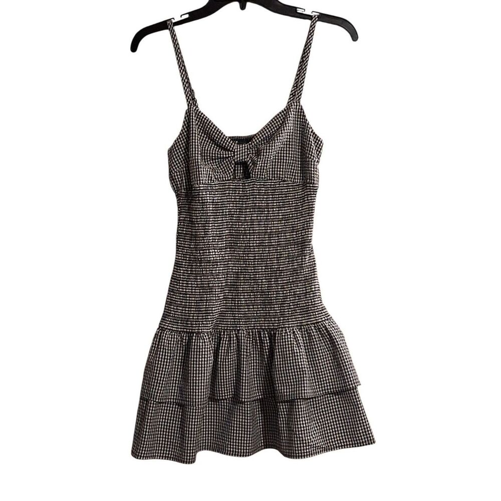 Wild Fable Game Day Womens Ruffled Gingham Medium Black Dress Retail 30.00
